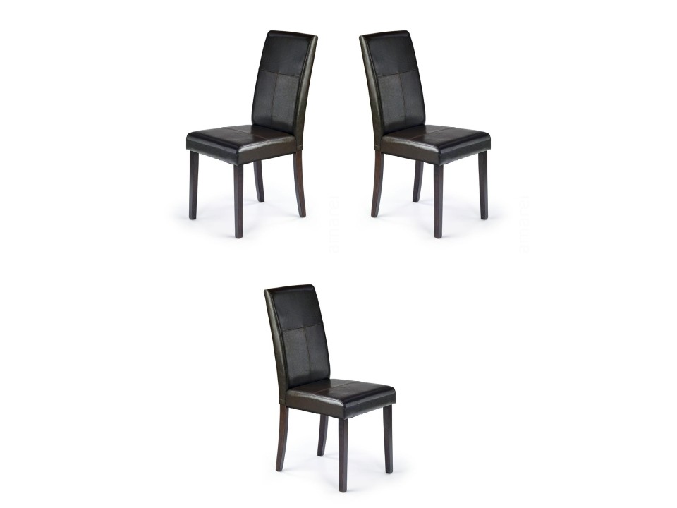 Trzy krzesła  wenge ciemno brązowe - 7006