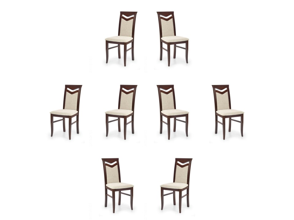 Osiem krzeseł ciemny orzech tapicerowanych - 6040