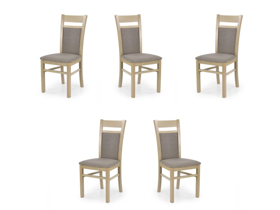 Pięć krzeseł dąb sonoma tapicerowanych - 0978