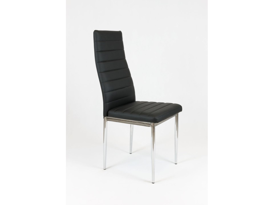 Sk Design Ks001 Czarne Krzesło Z Eko-Skóry, Chromowane Nogi
