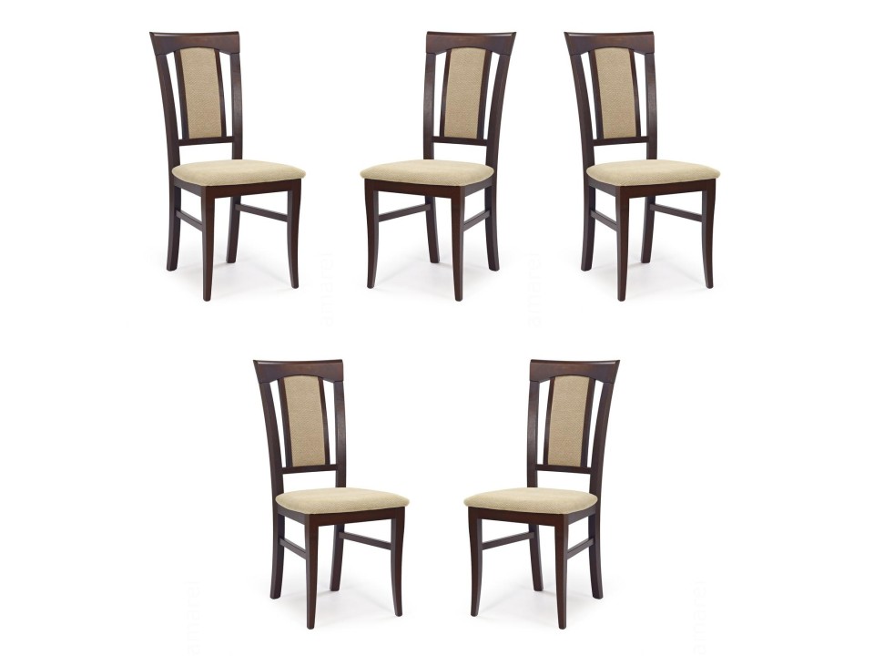Pięć krzeseł ciemny orzech tapicerowanych - 2265