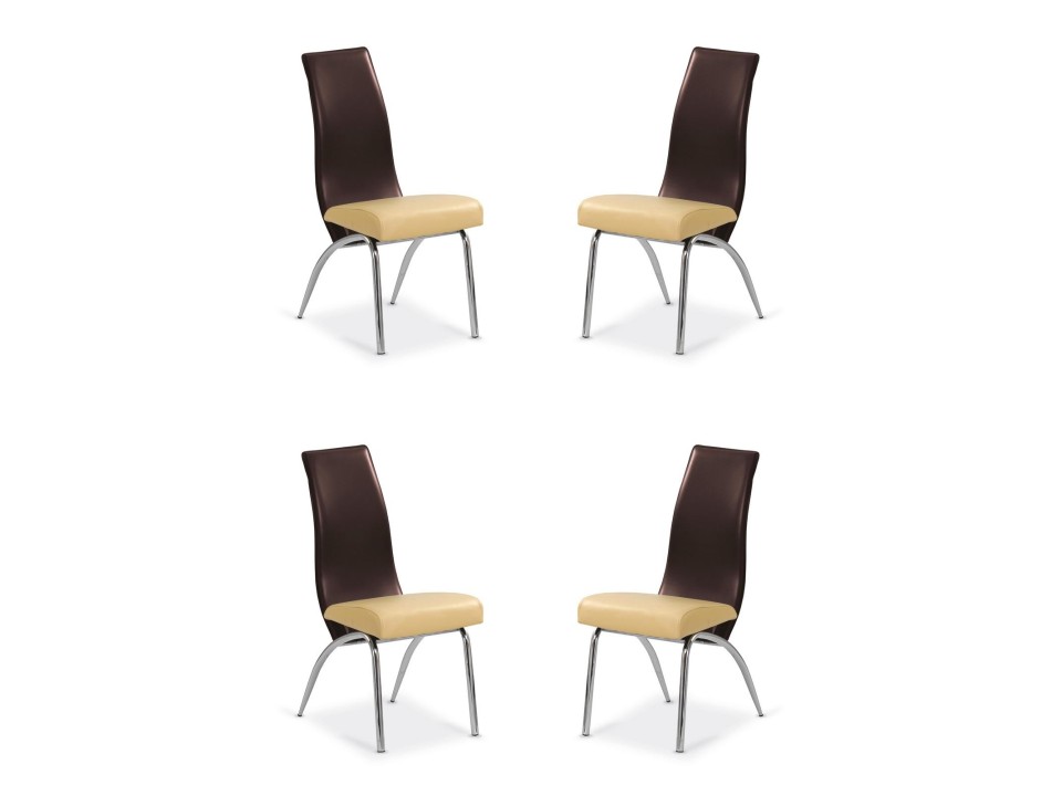 Cztery krzesła beż / ciemny brąz - 6993