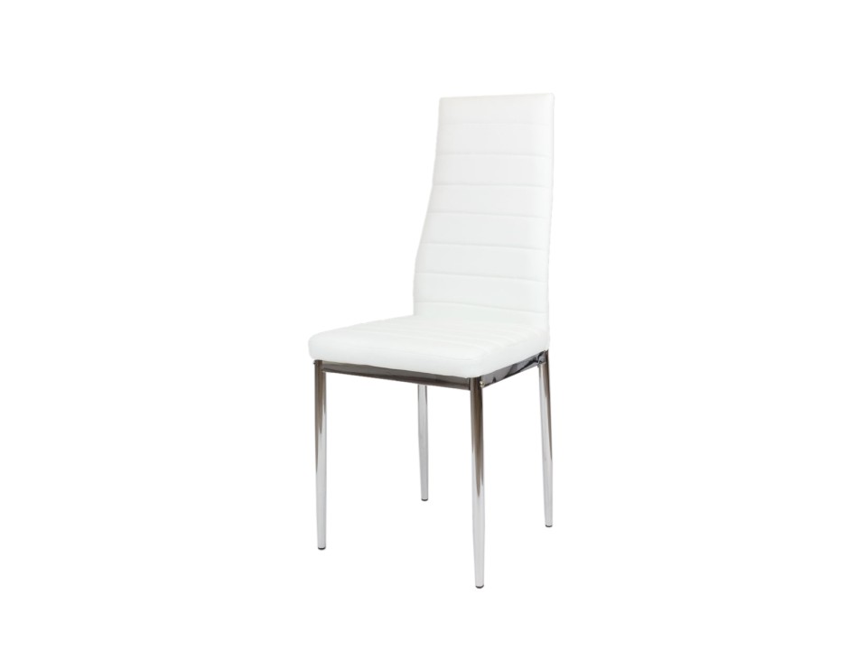 Sk Design Ks001 Białe Krzesło Z Eko-Skóry, Chromowane Nogi