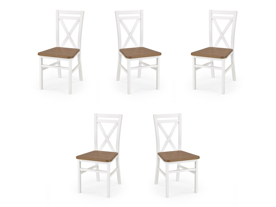 Pięć krzeseł białych ciemny orzech - 1241