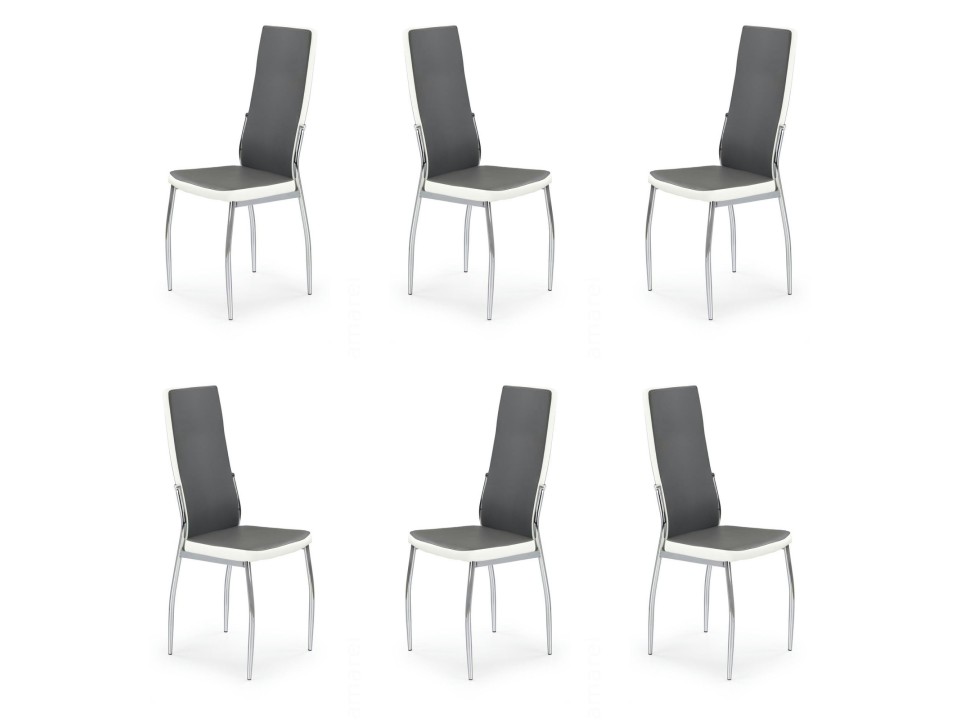 Sześć krzeseł popielato - białych - 0060
