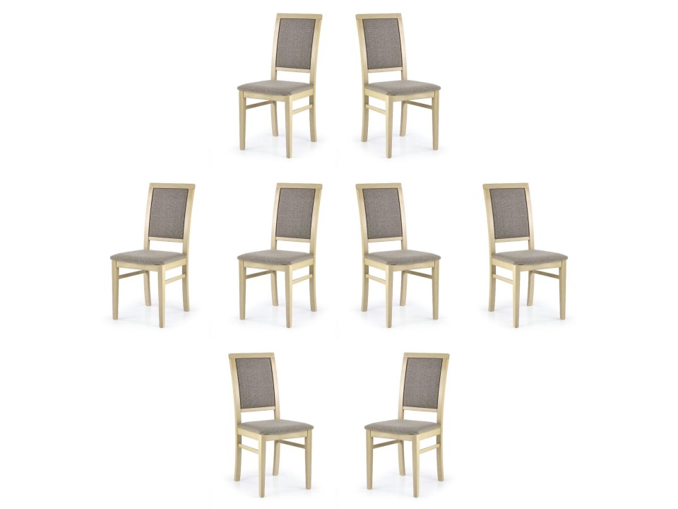 Osiem krzeseł dąb sonoma tapicerowanych - 3543