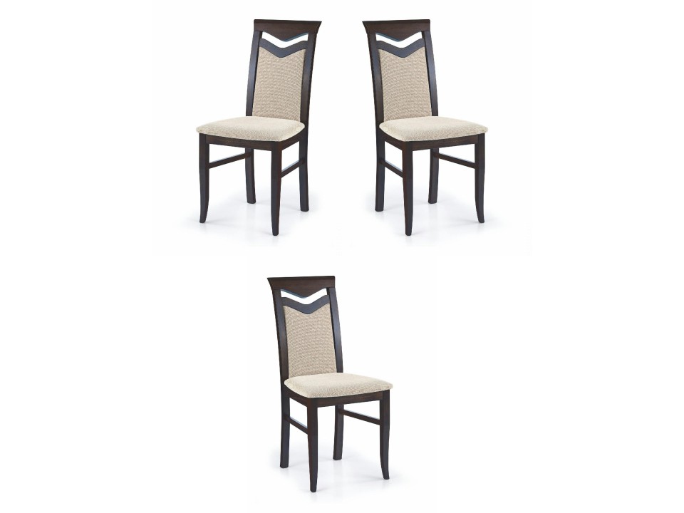 Trzy krzesła tapicerowane wenge  - 5080