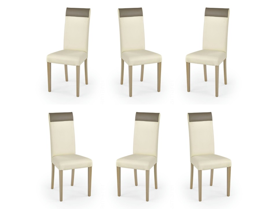 Sześć krzeseł tapicerowanych kremowo / beżowych - 1265