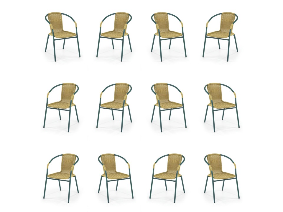 Dwanaście krzeseł 2 ciemnozielonych ciemno brązowych - 2668