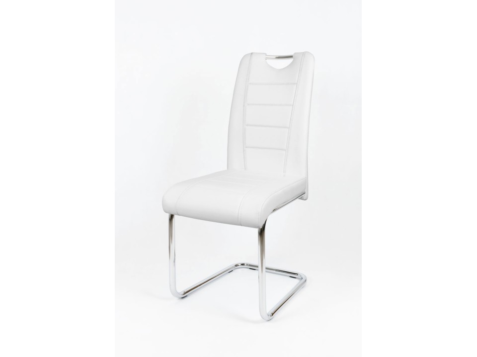 Sk Design Ks034 Białe Krzesło Z Ekoskóry Na Chromowanym Stelażu