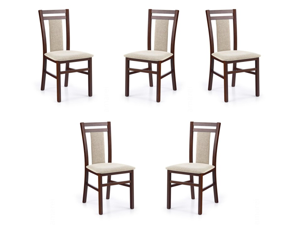 Pięć krzeseł ciemny orzech tapicerowanych - 4700