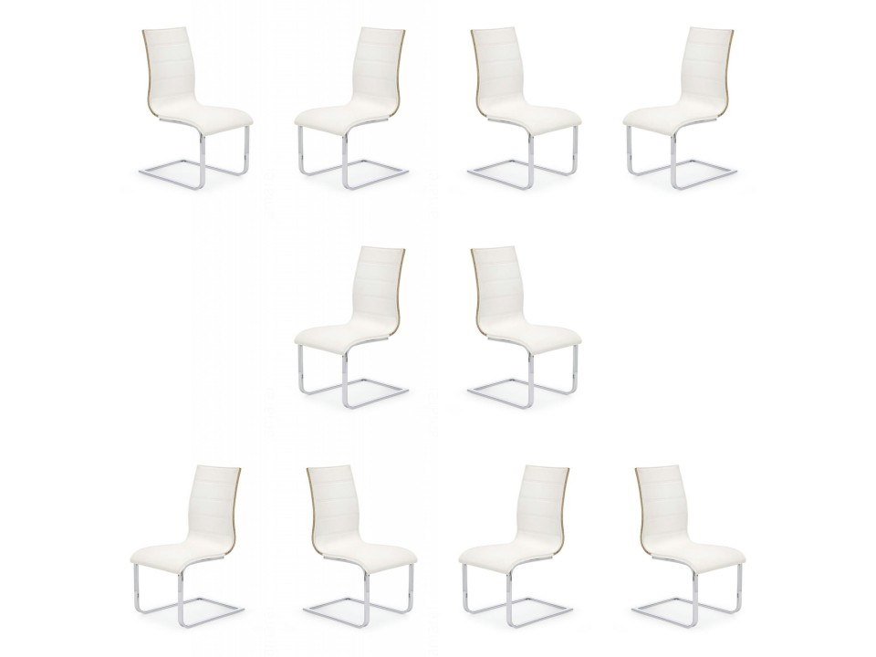 Dziesięć krzeseł białych sonoma ekoskóra - 7008