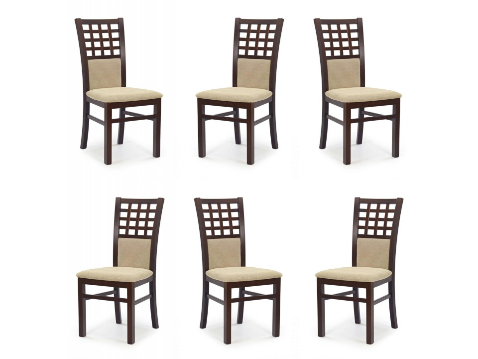 Sześć krzeseł ciemny orzech tapicerowanych - 2432