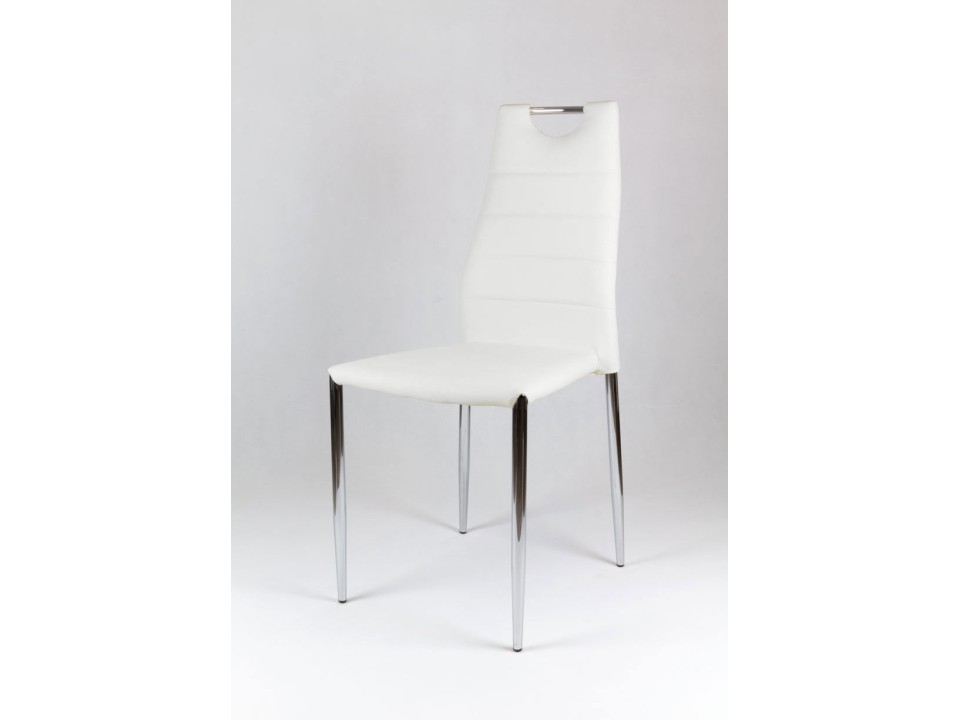 Sk Design Ks005 Białe Krzesło Z Ekoskóry Na Stelażu Chromowanym