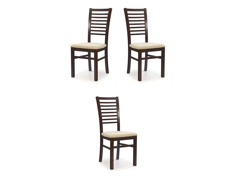 Trzy krzesła tapicerowane  ciemny orzech - 2470