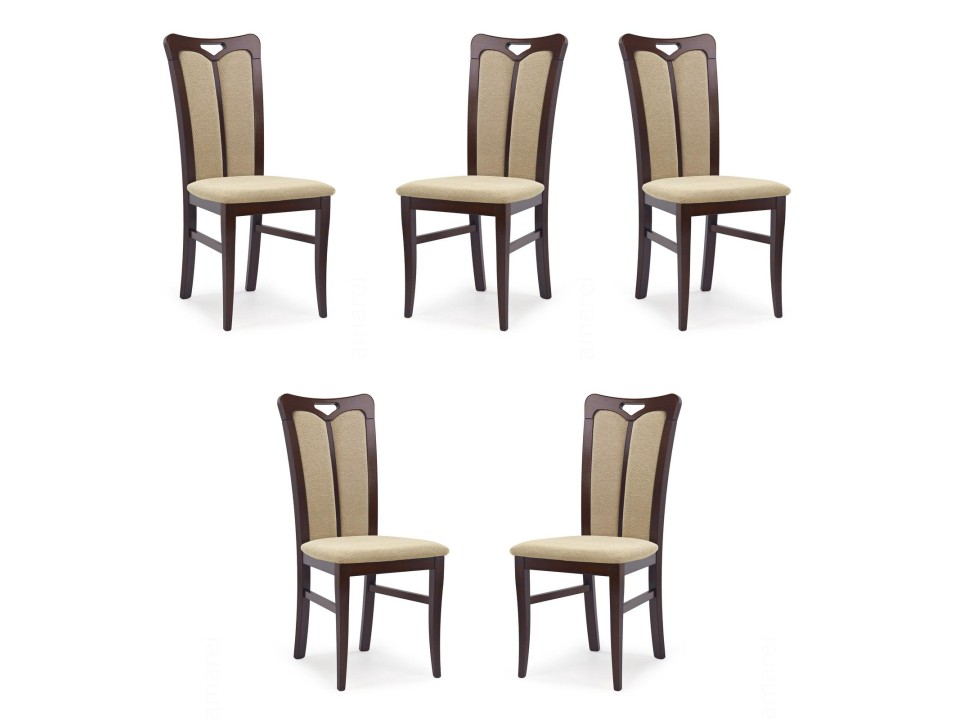 Pięć krzeseł ciemny orzech tapicerowanych - 2357