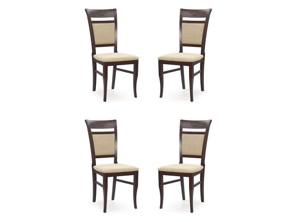 Cztery krzesła tapicerowane  ciemny orzech - 2630