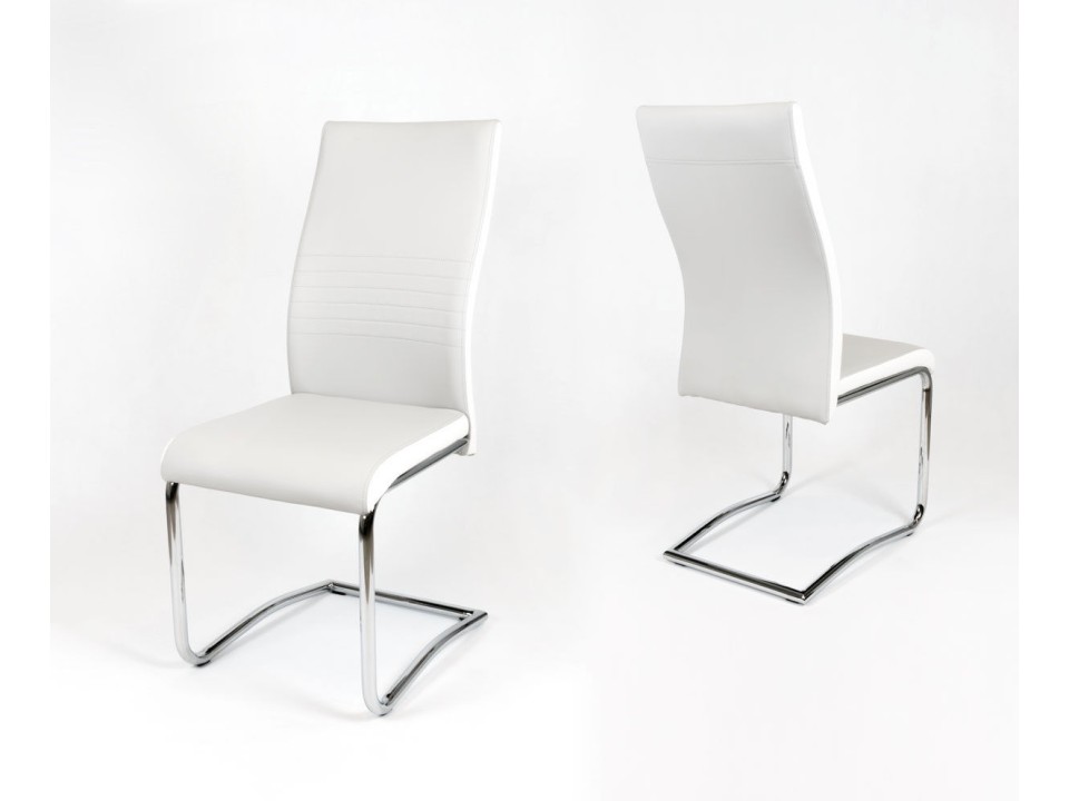 Sk Design Ks020 Jasnoszare Krzesło Z Ekoskóry Na Chromowanym Stelażu
