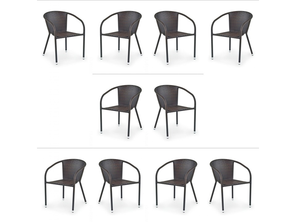 Dziesięć krzeseł ciemno brązowych - 6163