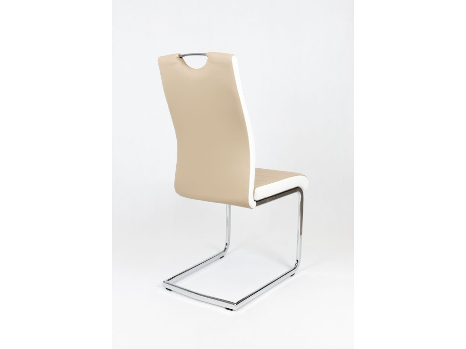 Sk Design Ks037 Beżowe Krzesło Z Ekoskóry Na Stelażu Chromowanym