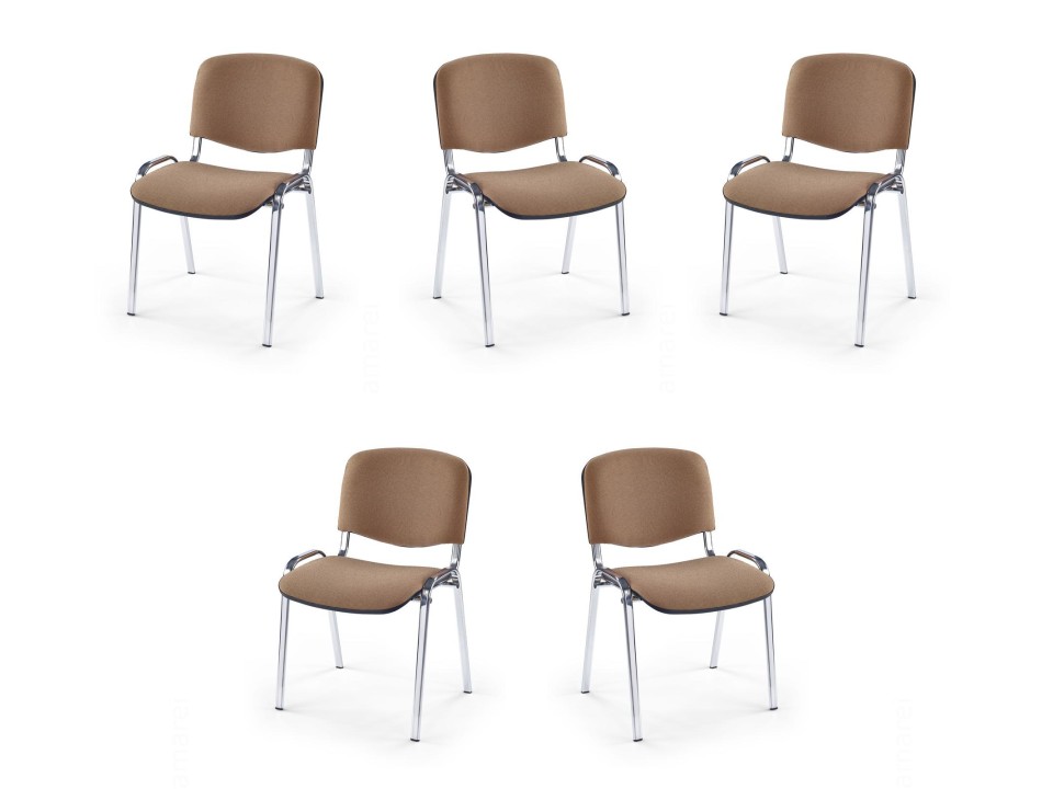 Pięć krzeseł chrom beżowych - 0041