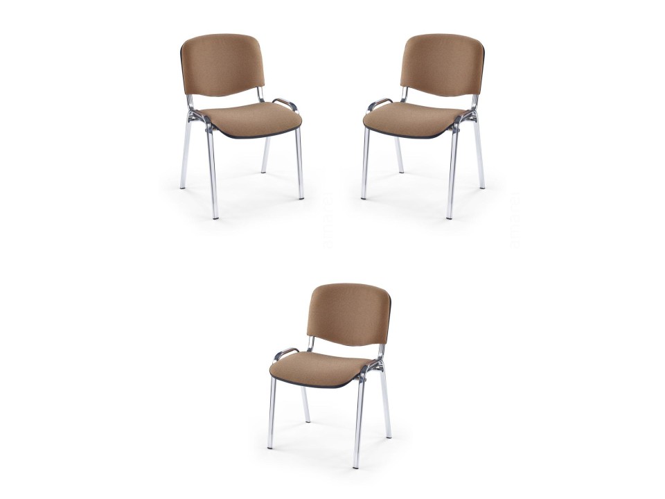 Trzy krzesła chrom beżowe - 0041