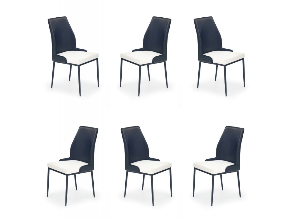 Sześć krzeseł biało-czarnych - 7589