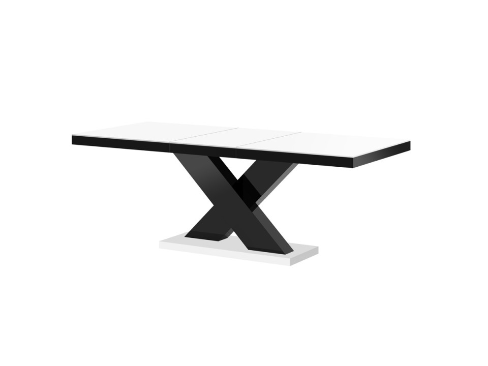 Stół rozkładany Xenon blat biały MAT + czarny - Hubertus Meble