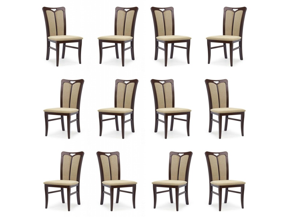 Dwanaście krzeseł ciemny orzech tapicerowanych - 2357