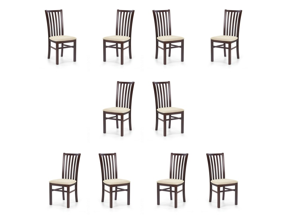 Dziesięć krzeseł tapicerowanych ciemny orzech - 5937