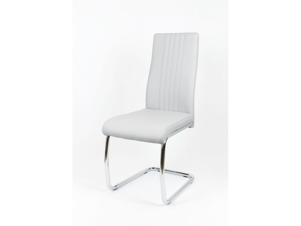 Sk Design Ks036 Jasnoszare Krzesło Z Ekoskóry Na Chromowanym Stelażu
