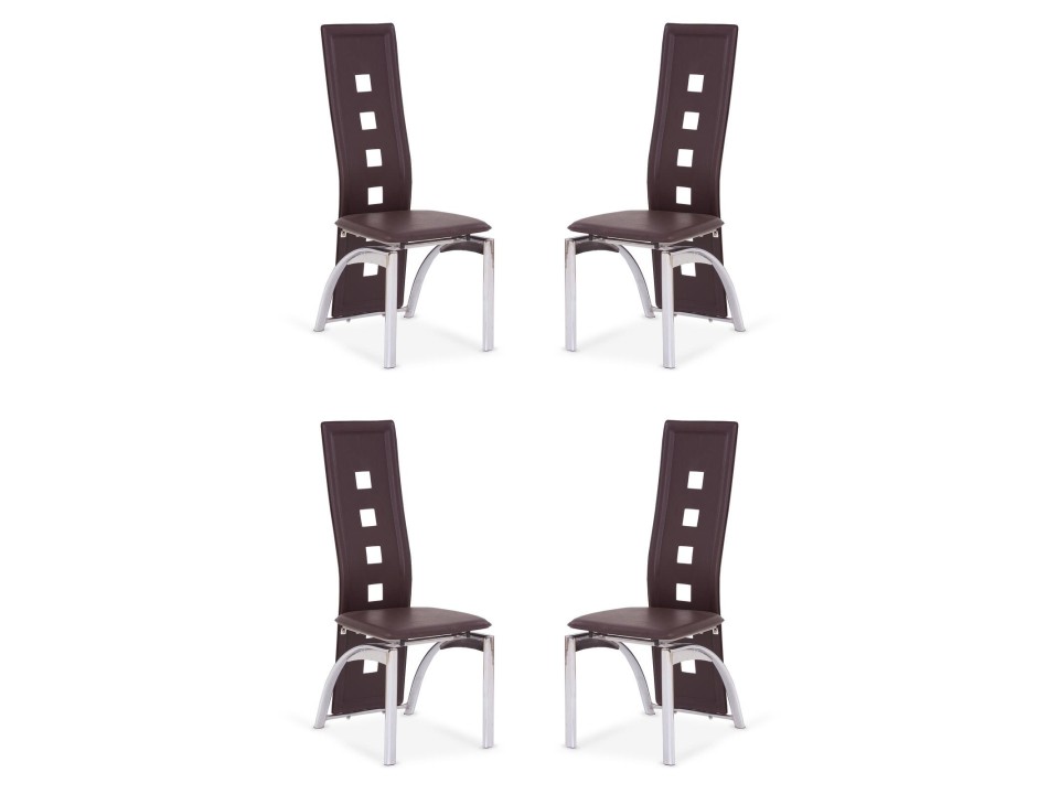 Cztery krzesła ciemno brązowe - 1178