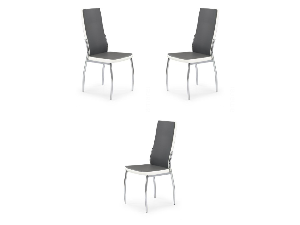 Trzy krzesła popielate białe - 0060