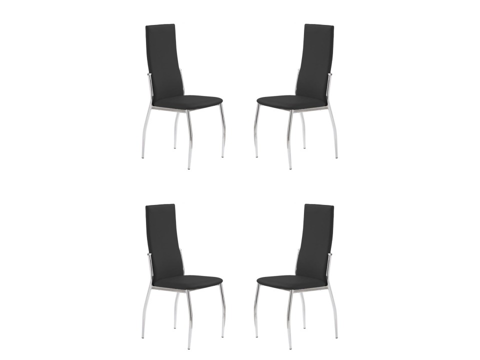 Cztery krzesła chrom czarny - 6810