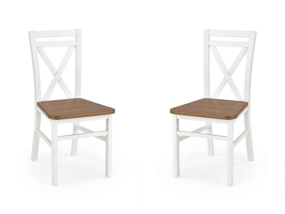 Dwa krzesła białe ciemny orzech - 1241