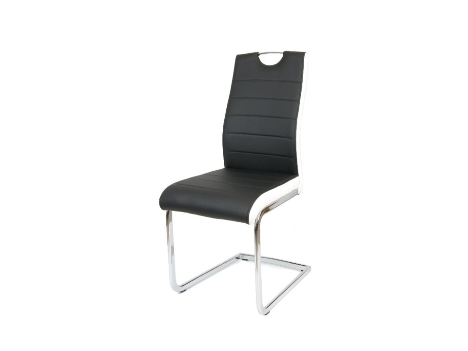 Sk Design Ks037 Czarne Krzesło Z Ekoskóry Na Stelażu Chromowanym