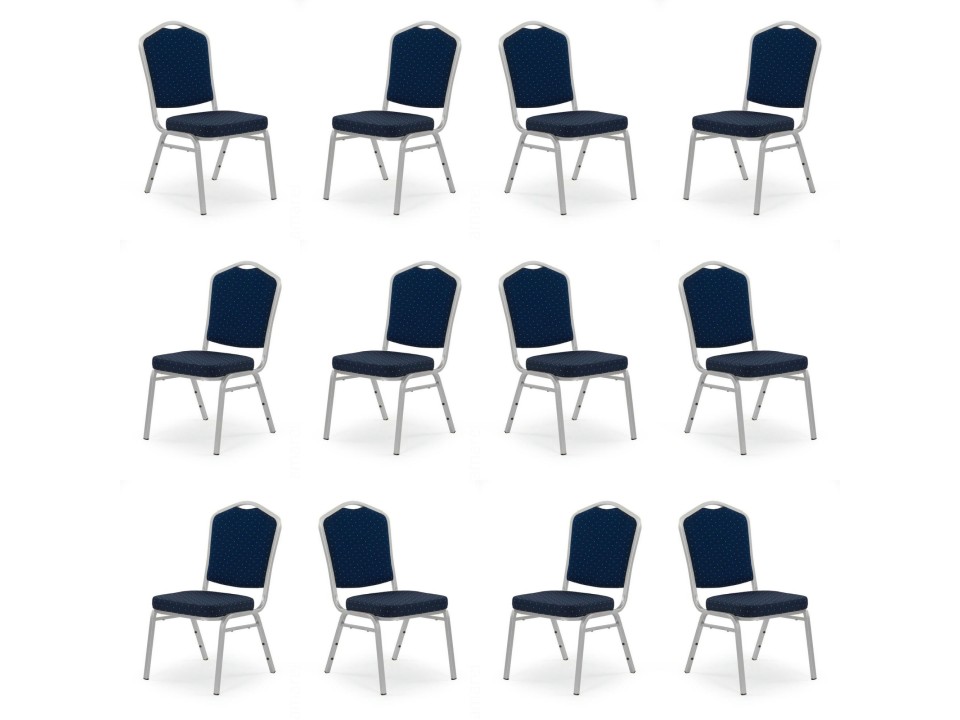 Dwanaście krzeseł niebieskich, stelaż srebrny - 4137