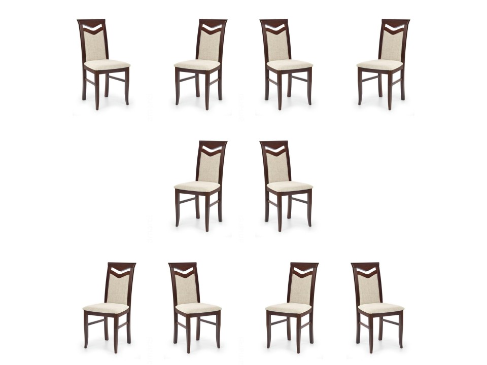 Dziesięć krzeseł ciemny orzech tapicerowanych - 6040