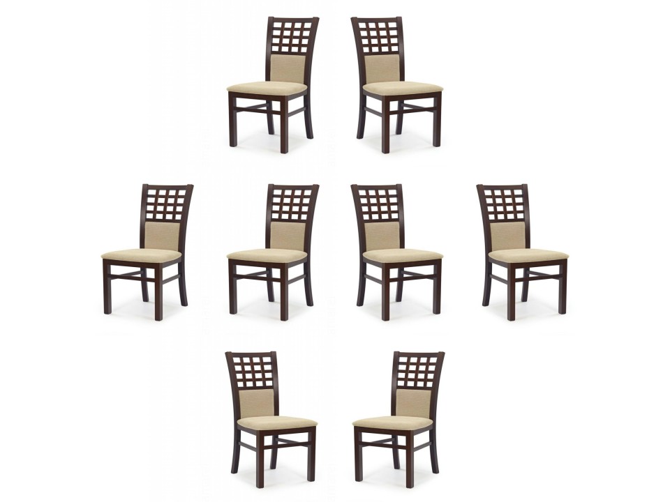 Osiem krzeseł ciemny orzech tapicerowanych - 2432