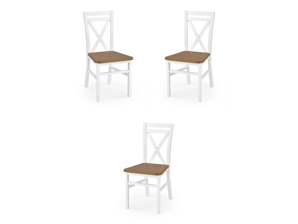 Trzy krzesła białe ciemny orzech - 1241