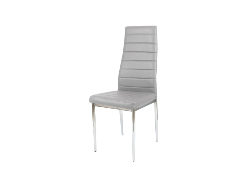 Sk Design Ks001 Jasnoszare Krzesło Z Eko-Skóry, Chromowane Nogi