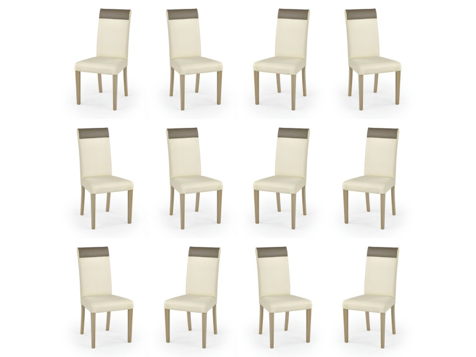 Dwanaście krzeseł dąb sonoma tapicerowanych kremowychbeżowych - 1265