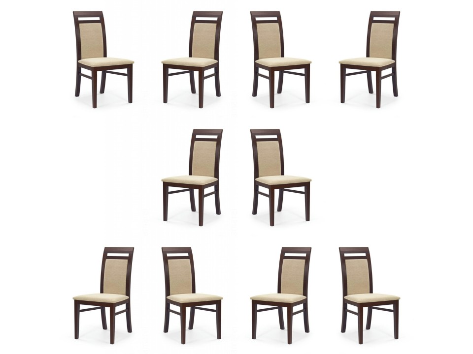 Dziesięć krzeseł ciemny orzech tapicerowanych - 2609