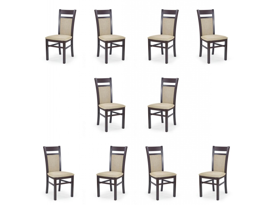 Dziesięć krzeseł ciemny orzech tapicerowanych - 0992