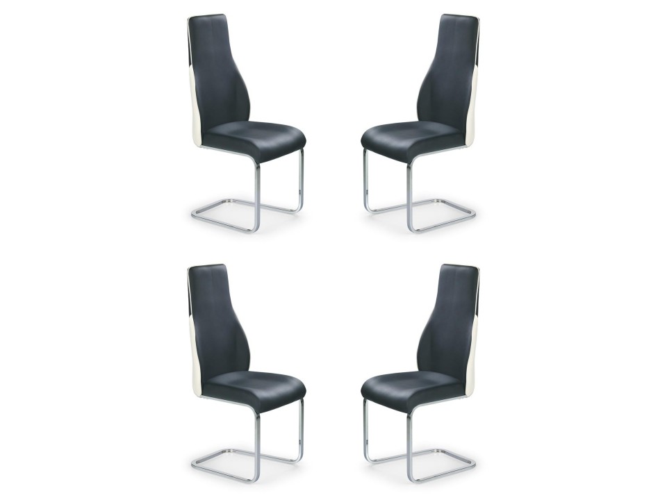 Cztery krzesła czarno-białe - 6590