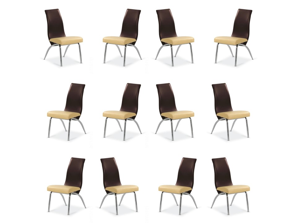 Dwanaście krzeseł beżowych / ciemno brązowych - 6993