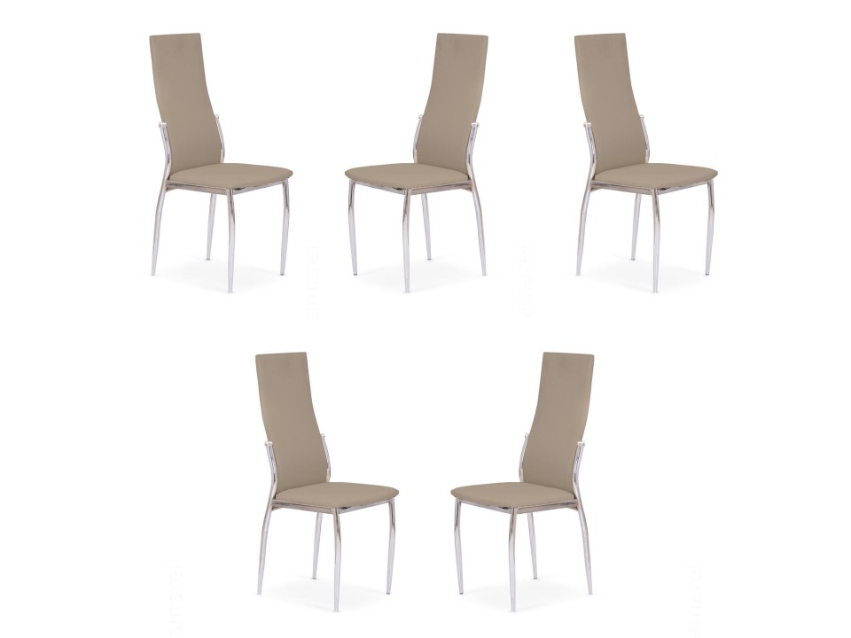 Pięć krzeseł chrom cappuccino - 1388