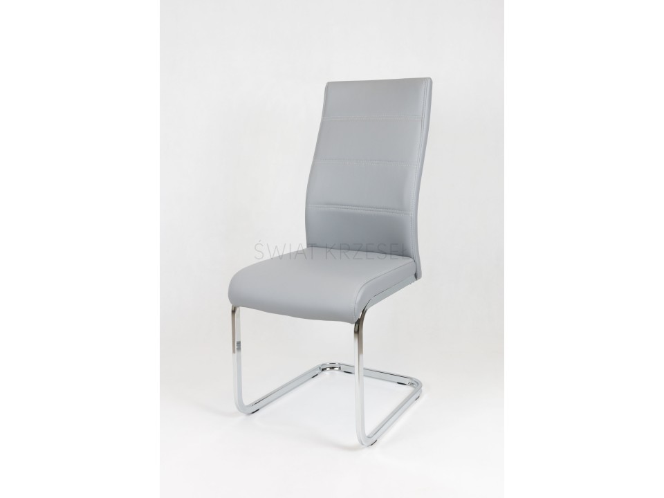 Sk Design Ks032 Szare Krzesło Z Ekoskóry Na Chromowanym Stelażu