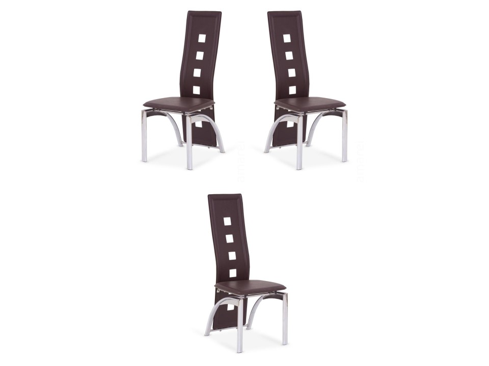 Trzy krzesła ciemno brązowe - 1178