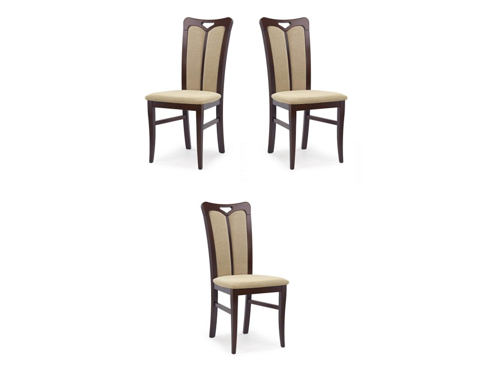 Trzy krzesła tapicerowane HUBERT2 ciemny orzech - 2357